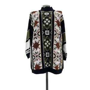Vintage 80's Oversized Geometric Print Sweater Made in USA Size 11